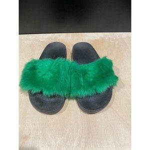 Steve Madden Green Fuzzy Slides